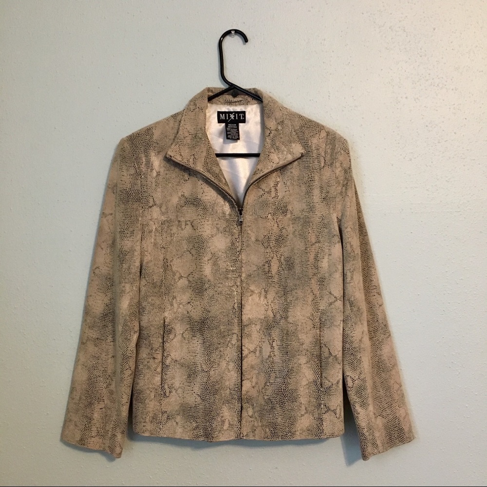 Leather Python Print Jacket - Picture 2 of 8